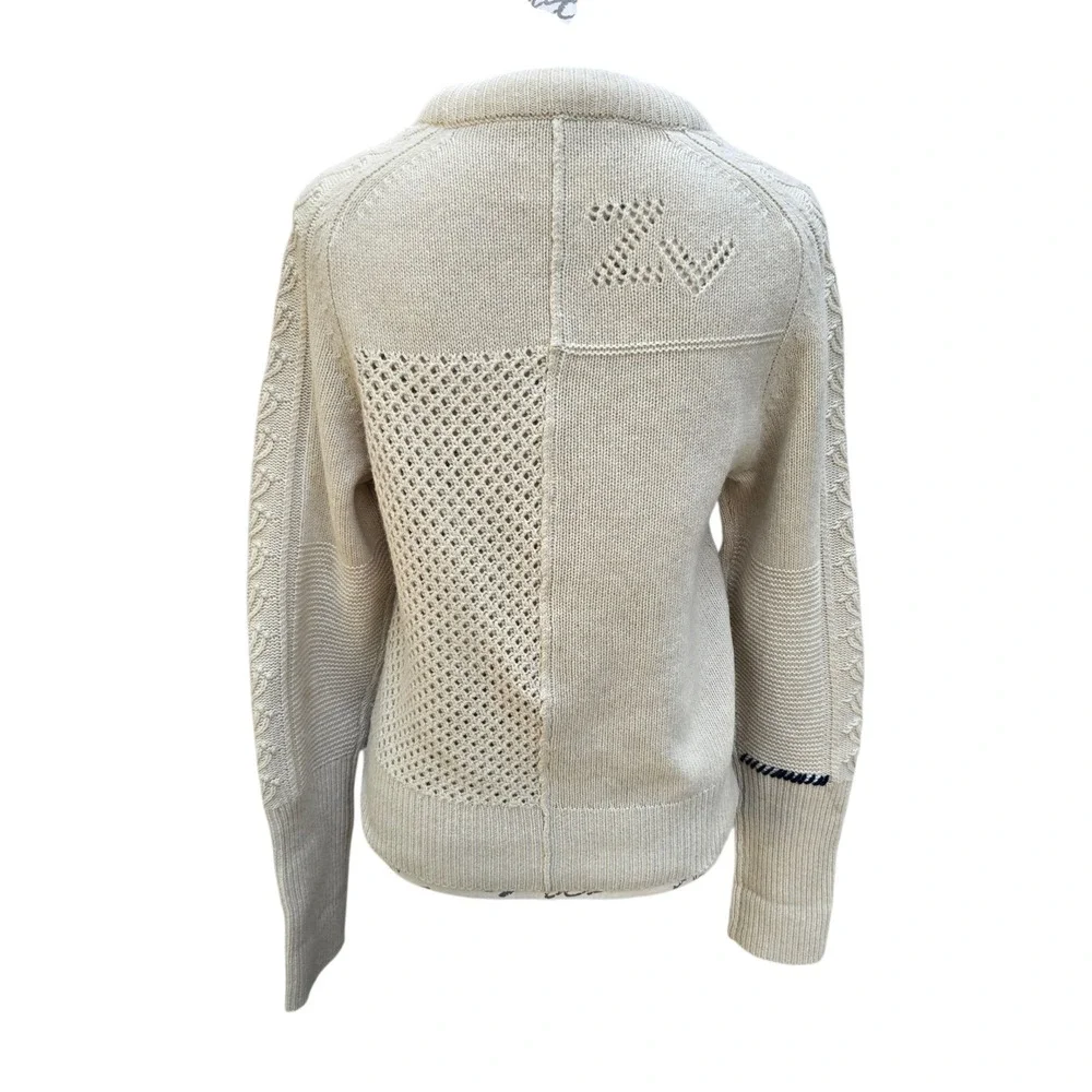 Zadig & Voltaire Rozenn Wool Cashmere Sweater Knit Cream Blue Womens Size Medium